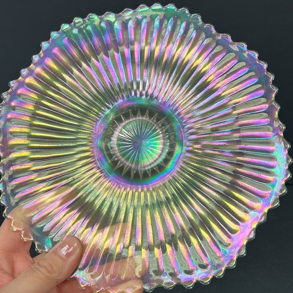 Vintage IMPERIAL GLASS CO “ smooth rays “ iridescent” 9” plate - Picture 6 of 7